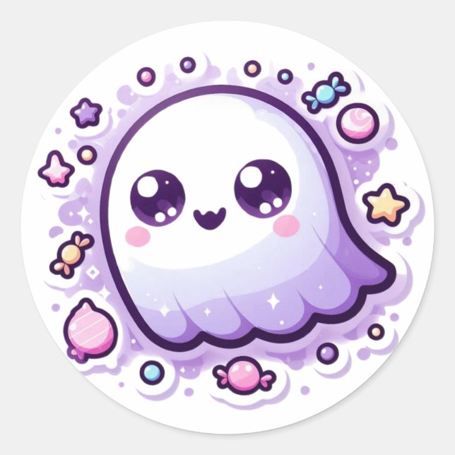 Autocollant Kawaii Candy Ghost Craft Vibe Éffrayan (Devant)