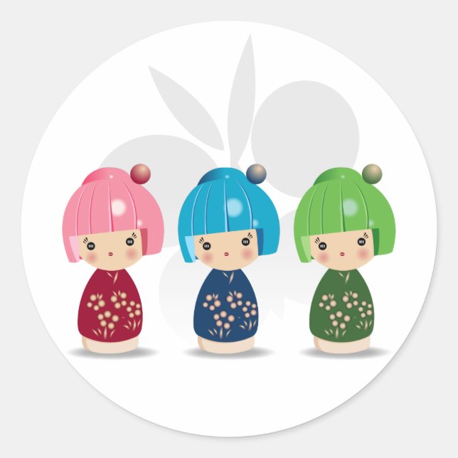 Autocollant Kokeshi Triplets (Devant)