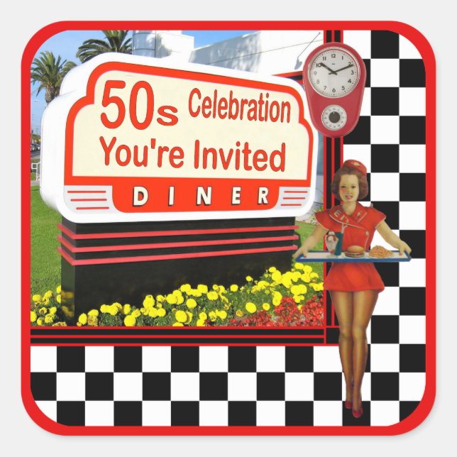 Autocollant les années 50 Retro Diner (Devant)