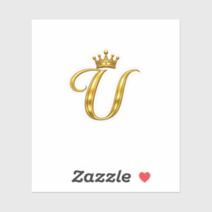 Autocollant lettre U monogramme or luxe couronne r