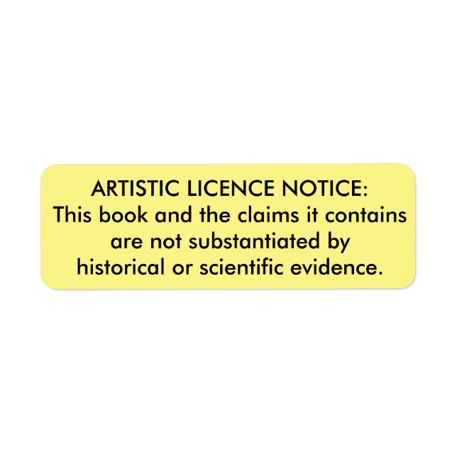 Autocollant "Licence Artistique" pour Bibles (Devant)