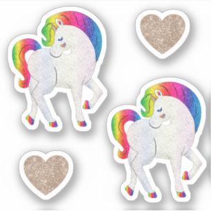 Autocollant licorne arc-en-ciel amusant mignon fém