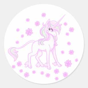 Autocollant licorne florale rose de printemps