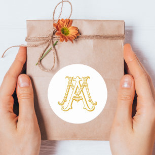 Autocollant MA ou AM Monogram en or