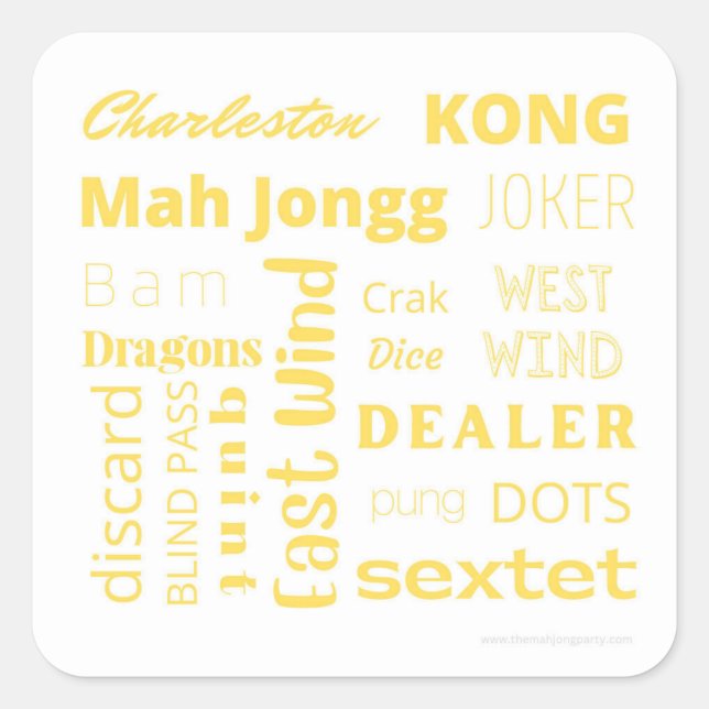 Autocollant Mahjong avec mots jaunes (Devant)