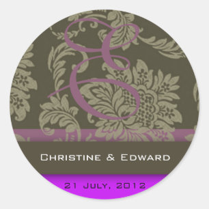 Autocollant Mariage damassé violet