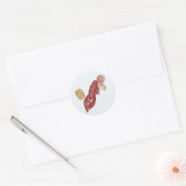 Autocollant mariage d'aquarelle de poisson-crevett (Enveloppe)