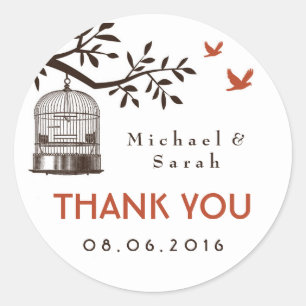 Autocollant Mariage de cage d'oiseaux rustique et 