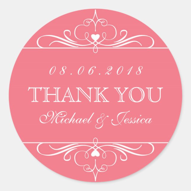 Autocollant Mariage de l'ornement de corail rouge  (Devant)