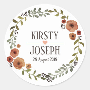 Autocollant Mariage de plume de Boho rustique