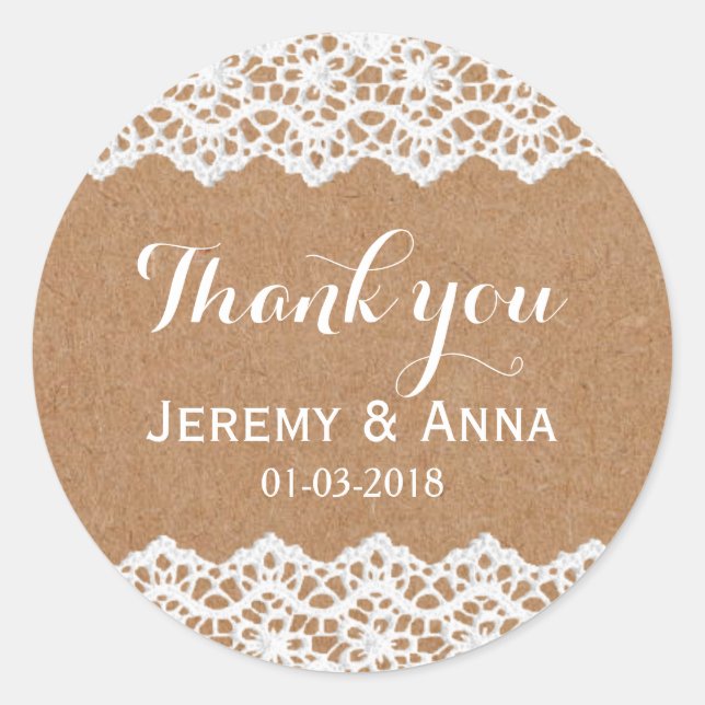 Autocollant mariage en dentelle plastique (Devant)