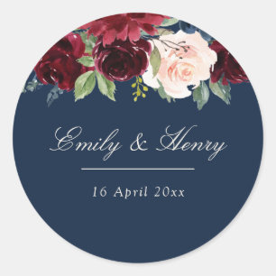 Autocollant mariage floral de la marine de Bourgog