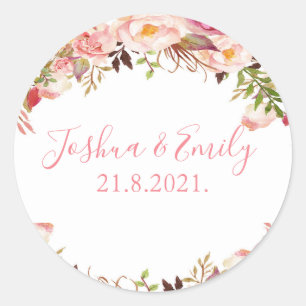 Autocollant Mariage Floral Rose Peony Boho