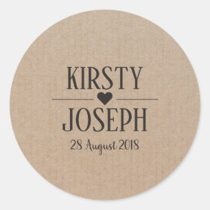 Autocollant Mariage Monogramme Papier Artisanal