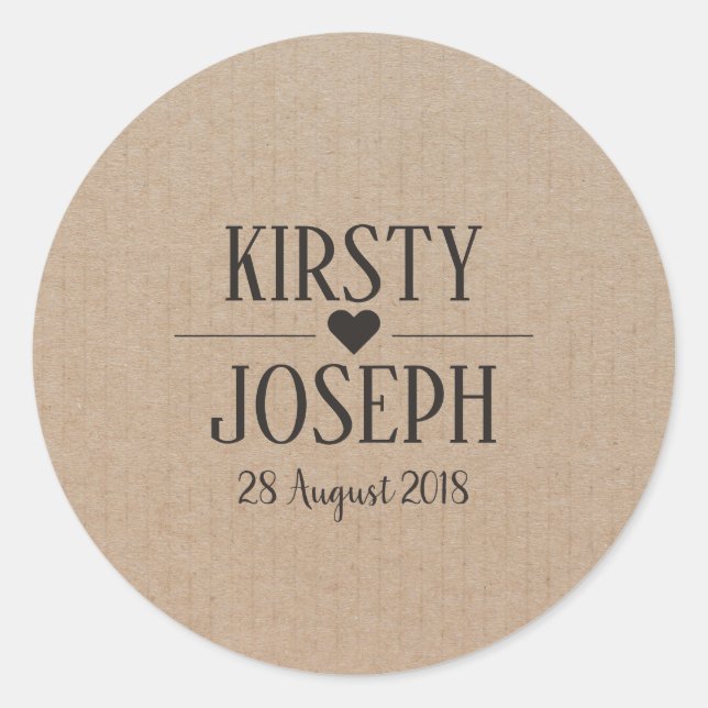 Autocollant Mariage Monogramme Papier Artisanal (Devant)