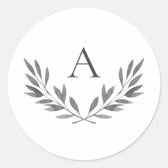 Autocollant Mariage Olivia Elegant Grey Monogram (Devant)