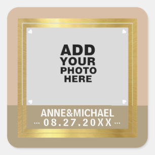 Autocollant mariage / photo avec nom de couple