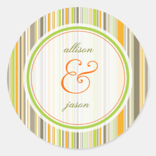 Autocollant Mariage Retro Orange Brown Green Strip