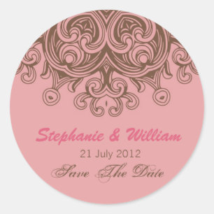 Autocollant Mariage rose et Brown