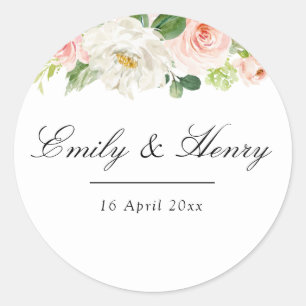 Autocollant mariage rose floral