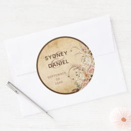 Autocollant Mariage Rose vintage d'automne