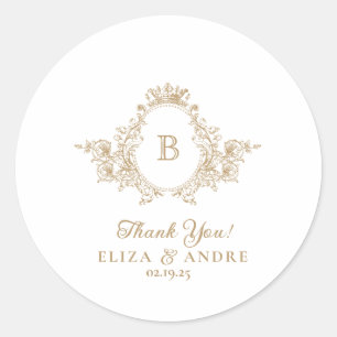 Autocollant Mariage vintage Gold Custom Monogram C