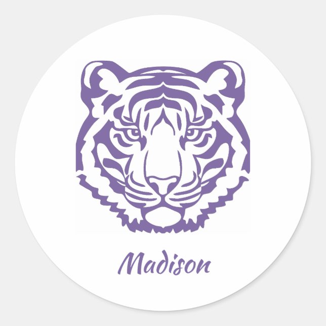 Autocollant Mascotte de l'école de tigre violet (Devant)