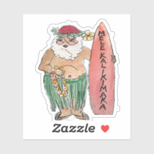 Autocollant Mele Kalikimaka Hawaiian Santa Claus