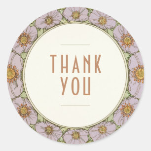 Autocollant Merci Art Nouveau Vintage Mucha