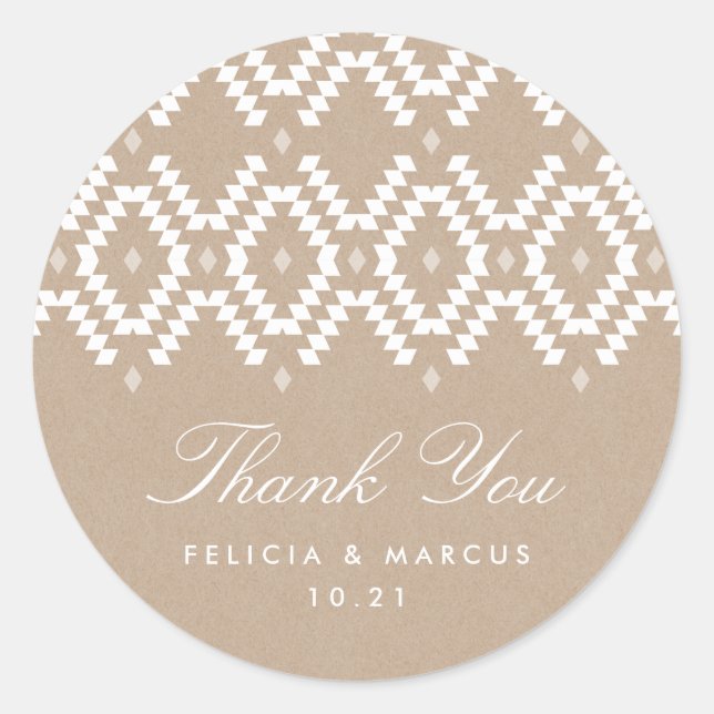 Autocollant Merci Boho, faux kraft (Devant)