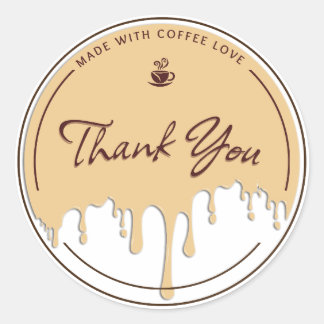 Autocollant Merci Fabriqué avec Amour pour le Café