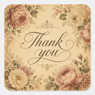 Autocollant Merci Floral Vintage