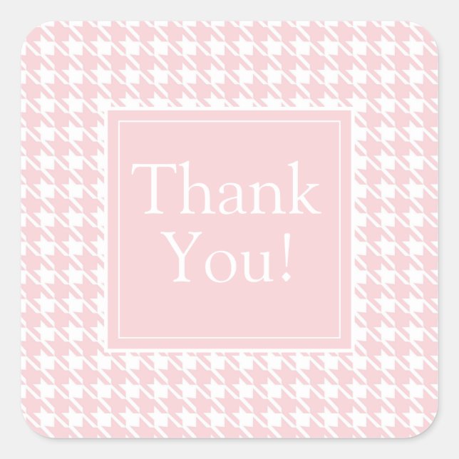 Autocollant Merci Houndstooth Rose Pastel (Devant)