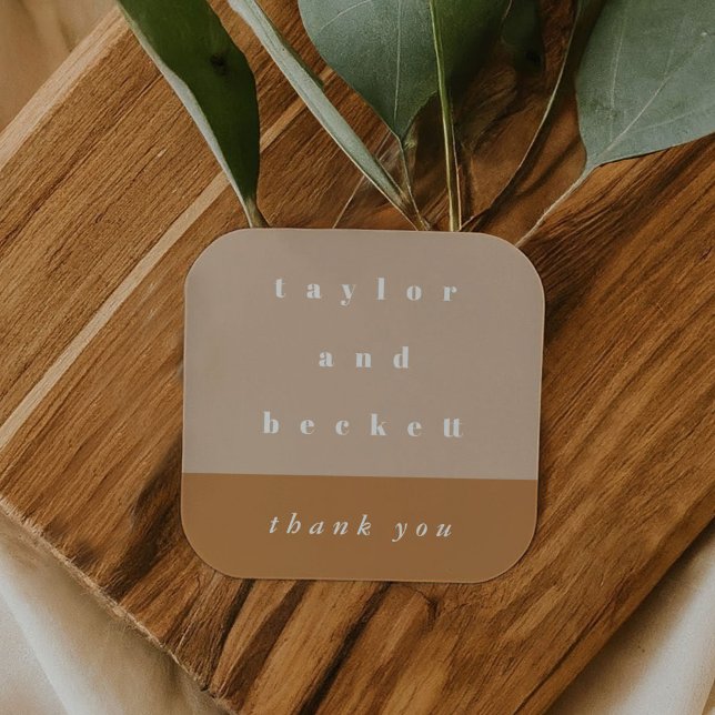 Autocollant Merci Personnalisé Bloc de Couleur Ros (Blush Color Block Personalized Thank You Sticker)
