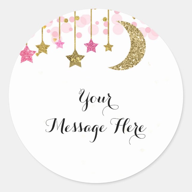 Autocollant Merci scintillant rose oré (Devant)