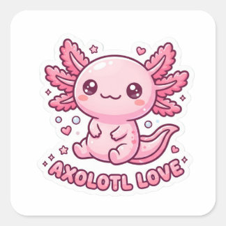 Autocollant Mignon Axolotl Rose Kawaii
