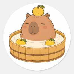 Autocollant Mignon Capybara Yuzu Bain Onsen Kawaii