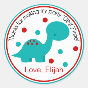 Autocollant mignon d'anniversaire de dinosaure