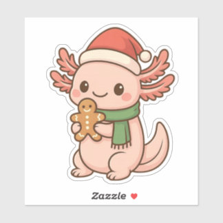 Autocollant mignon d'Axolotl de Noël Kawaii Ginger