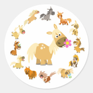 Autocollant mignon de mandala de poneys de bande