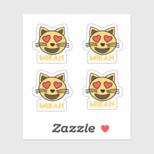 Autocollant mignon d'Emoji de coeur de chat avec