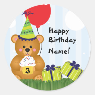 Autocollant mignon personnalisable d'anniversaire