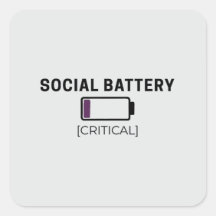 Autocollant Minimaliste Batterie Sociale Faible