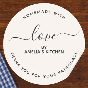 Autocollant minimaliste fait maison avec amour mer