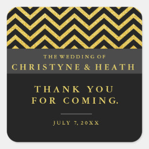 Autocollant moderne Chevron Black & Gold élégant F
