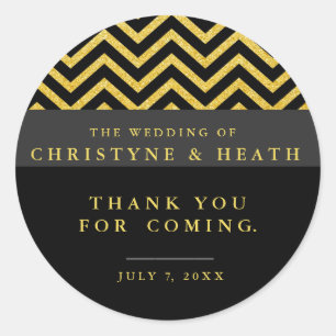 Autocollant moderne Chevron Black & Gold Elegant P