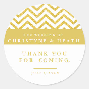 Autocollant moderne Chevron White & Gold Elegant P