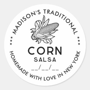 Autocollant moderne de salsa de maïs avec symbole