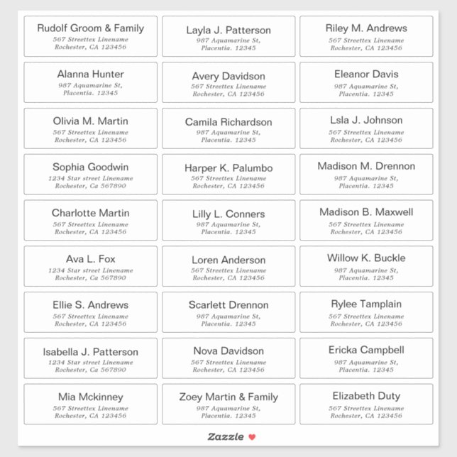 Autocollant modulable moderne Mariage (Feuille)