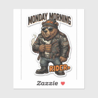 Autocollant Monday Morning Rider — Biker Bear Coff